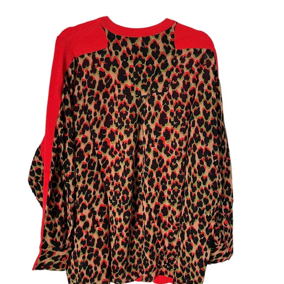 Sandrine Rose x Free People Oversized 2 tone Leopard print Sweater top L - Picture 2 of 3